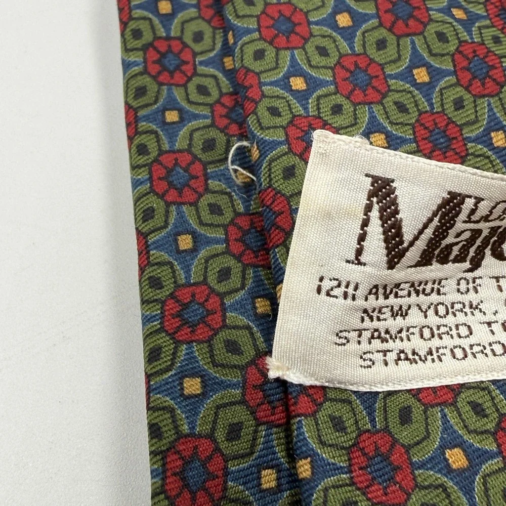 Majesty Tie Mens One Size Multicolor Geometric Silk Made In England Classic